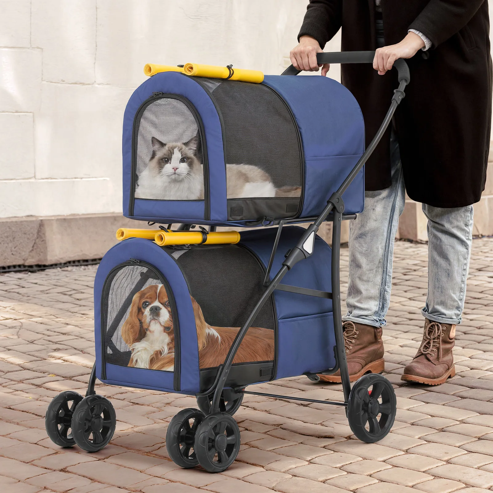 Folding Double Dog Stroller 4 Wheels Portable Jogging Adjustable Travel Carrier
Folding Double Dog Stroller 4 Wheels Portable Jogging Adjustable Travel Carrier