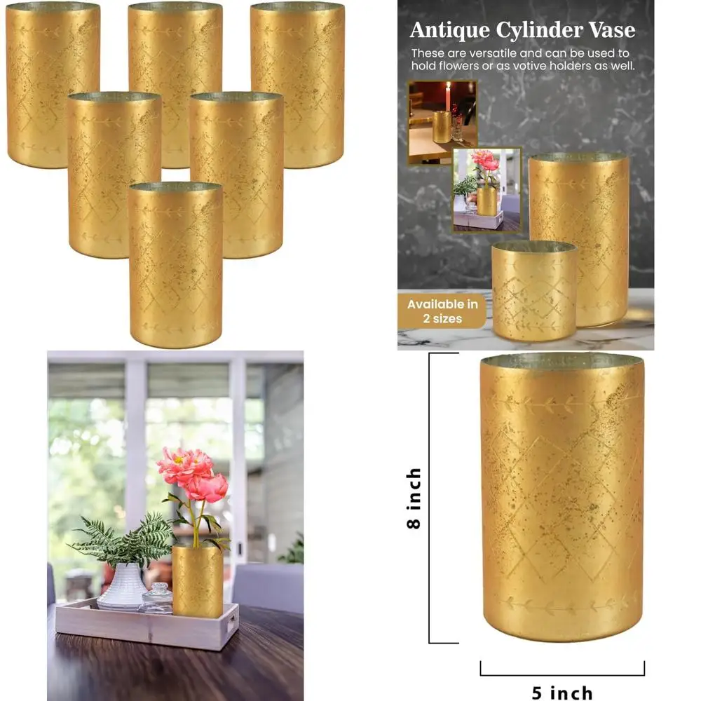 Vintage Mercury Glass Cylinder Vase, Handcrafted Gold Finish, Perfect for Weddings, Parties, Events, Large Size, Set of One
Vintage Mercury Glass Cylinder Vase, Handcrafted Gold Finish, Perfect for Weddings, Parties, Events, Large Size, Set of One