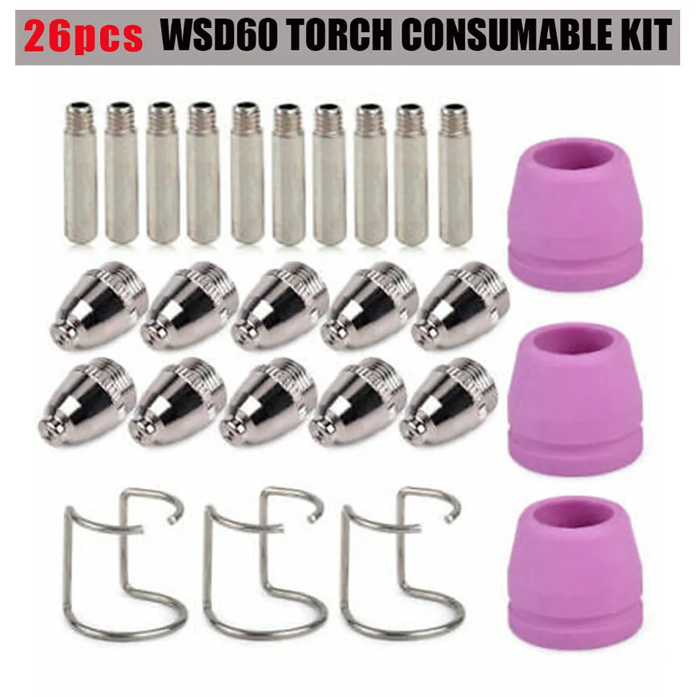 WSD60 SG55 Plasma Cutter Torch Kit Choose from 26 60 or 100pcs Includes Copper and Ceramic Parts for Optimal Cutting
WSD60 SG55 Plasma Cutter Torch Kit Choose from 26 60 or 100pcs Includes Copper and Ceramic Parts for Optimal Cutting
