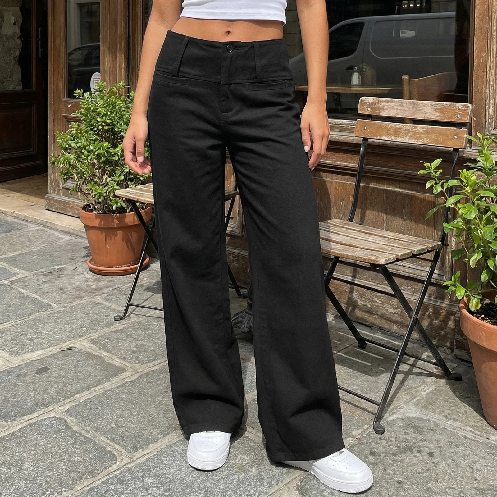Женские черные брюки-палаццо на весну 2026 года, однотонные, со средней посадкой, повседневные, для любого сезона, свободные брюки-палаццо
Женские черные брюки-палаццо на весну 2026 года, однотонные, со средней посадкой, повседневные, для любого сезона, свободные брюки-палаццо