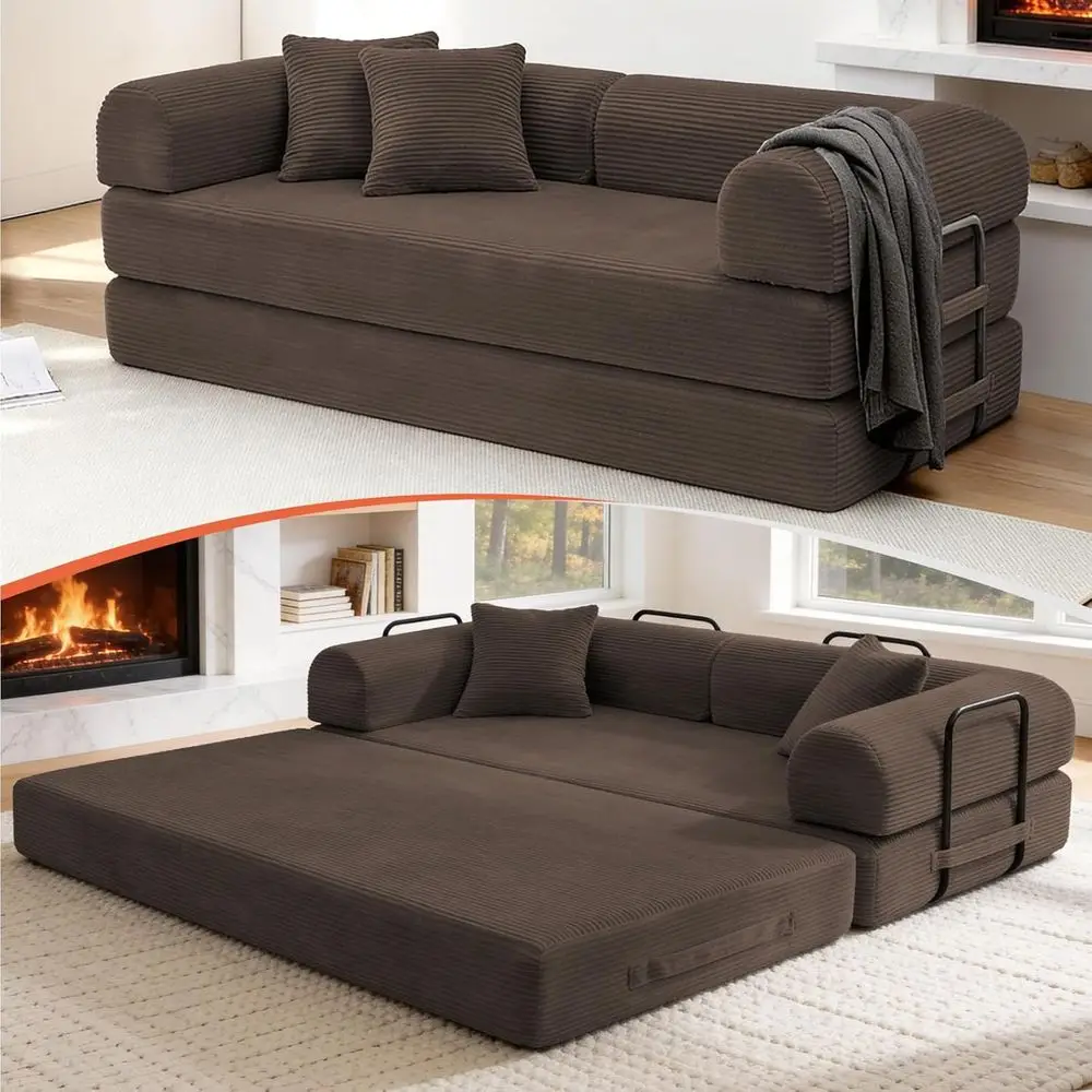 79" Convertible Sleeper Soa Bed, Corduroy Bonelold-Out Couch in a Box, 4-in-1 Loveseat/uton Couch, High-Density oam, No Assembly
79" Convertible Sleeper Soa Bed, Corduroy Bonelold-Out Couch in a Box, 4-in-1 Loveseat/uton Couch, High-Density oam, No Assembly