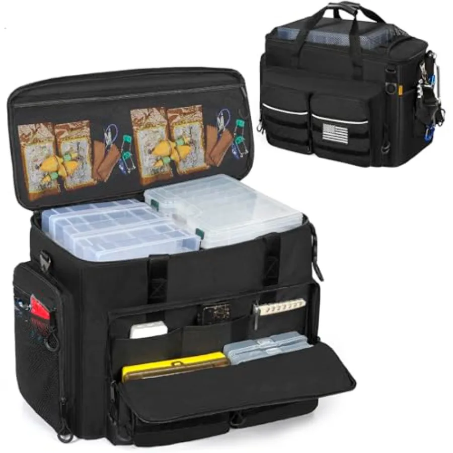Fishing Tackle Bags - Large Gear Storage Bag for Saltwater and Freshwater Fishing - Black - Flag
Fishing Tackle Bags - Large Gear Storage Bag for Saltwater and Freshwater Fishing - Black - Flag