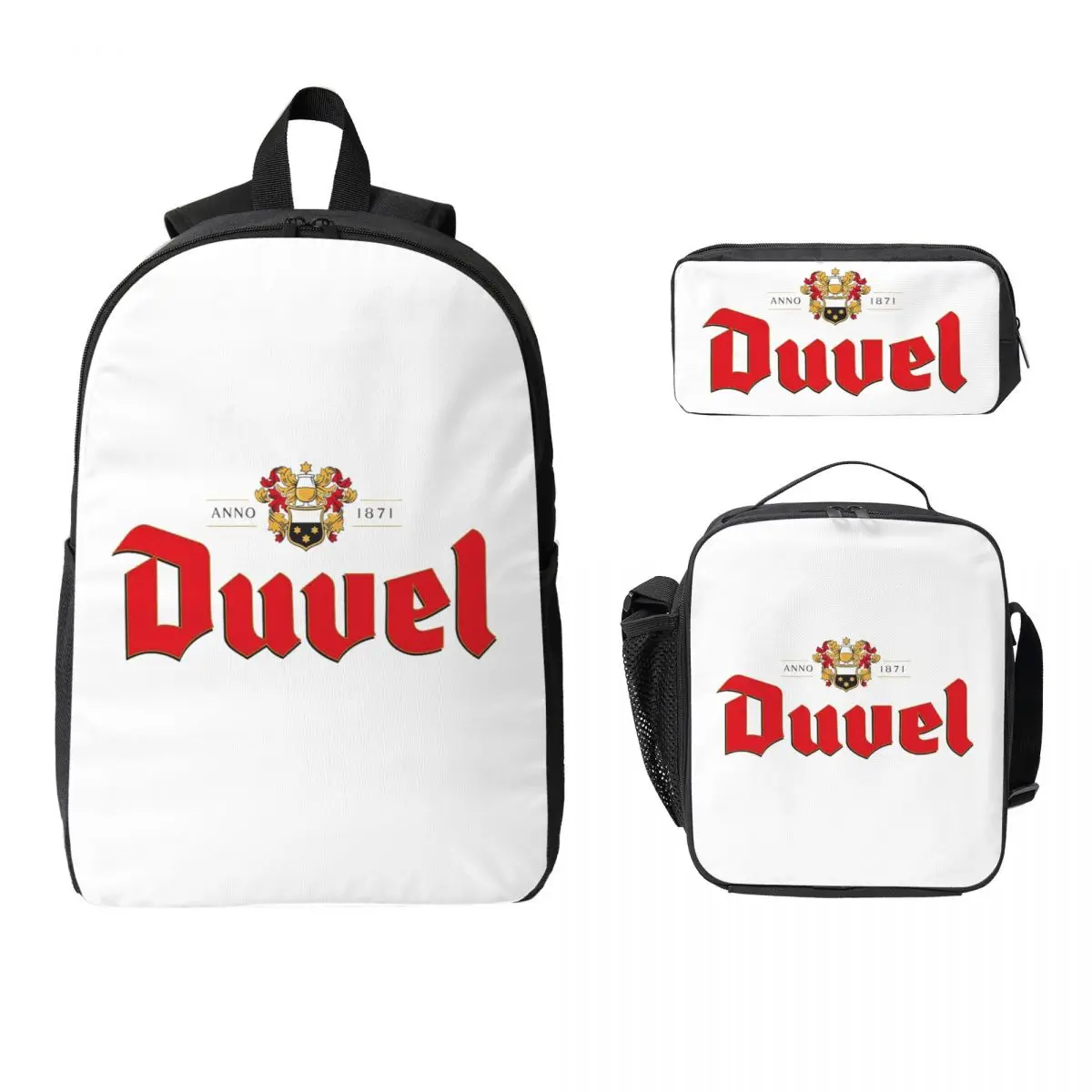 Custom Duvels Logo Backpack Student BookBag School Bag Computer Shoulder Bags 3ps Insulated Lunch Bag Pencil Case
Custom Duvels Logo Backpack Student BookBag School Bag Computer Shoulder Bags 3ps Insulated Lunch Bag Pencil Case
