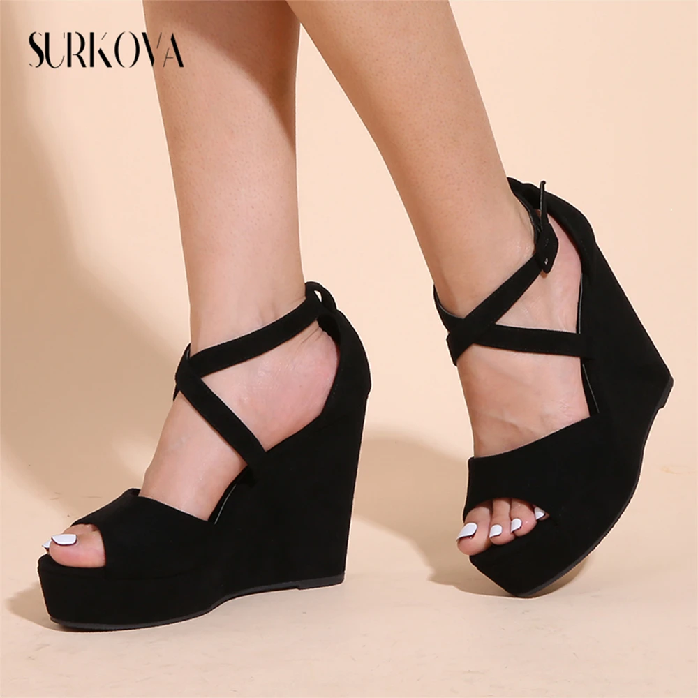 Black Suede Open Toe Wedge Pumps PU Peep Toe Platform Women's High Heels Spring and Autumn 2023 New Women's Fashion Sandals
Black Suede Open Toe Wedge Pumps PU Peep Toe Platform Women's High Heels Spring and Autumn 2023 New Women's Fashion Sandals