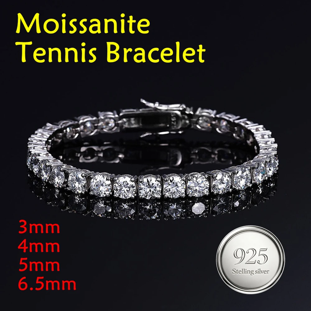 D Color VVS1 Moissanite Tennis Bracelet 3/4/5/6.5mm S925 Sterling Silver Bracelet for Women Man Sparkling Party Jewelry
D Color VVS1 Moissanite Tennis Bracelet 3/4/5/6.5mm S925 Sterling Silver Bracelet for Women Man Sparkling Party Jewelry