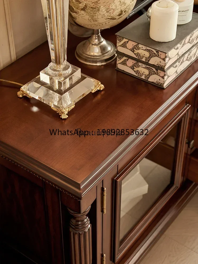 American neoclassical gold silk teak all solid wood TV cabinet
American neoclassical gold silk teak all solid wood TV cabinet