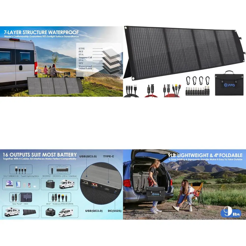 Портативный солнечный комплект 100 Вт, 18В/6А, легкий складной кейс, эффективность 24%, 4 кабеля, 16 выходов, водонепроницаемый, для кемпинга
Портативный солнечный комплект 100 Вт, 18В/6А, легкий складной кейс, эффективность 24%, 4 кабеля, 16 выходов, водонепроницаемый, для кемпинга