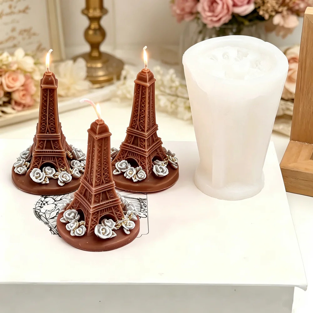 3D Eiffel Tower with Rose Floral Base Silicone Candle Mold DIY Paris Landmark Sculpture Resin Plaster Mould Romantic Home Decor
3D Eiffel Tower with Rose Floral Base Silicone Candle Mold DIY Paris Landmark Sculpture Resin Plaster Mould Romantic Home Decor