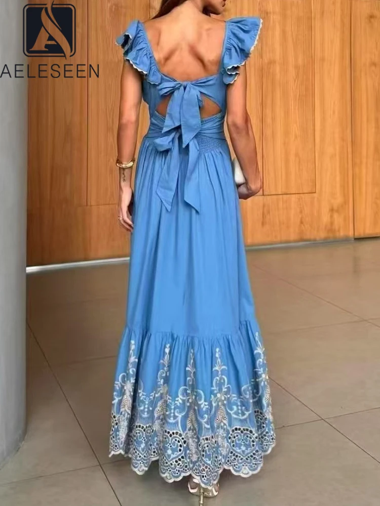 AELESEEN Elegant Midi Dress Ruffled Off Shoulder Sleeves Back Bow Tie Detail Lace Embroidery at Hem Summer Parties Occasions
AELESEEN Elegant Midi Dress Ruffled Off Shoulder Sleeves Back Bow Tie Detail Lace Embroidery at Hem Summer Parties Occasions