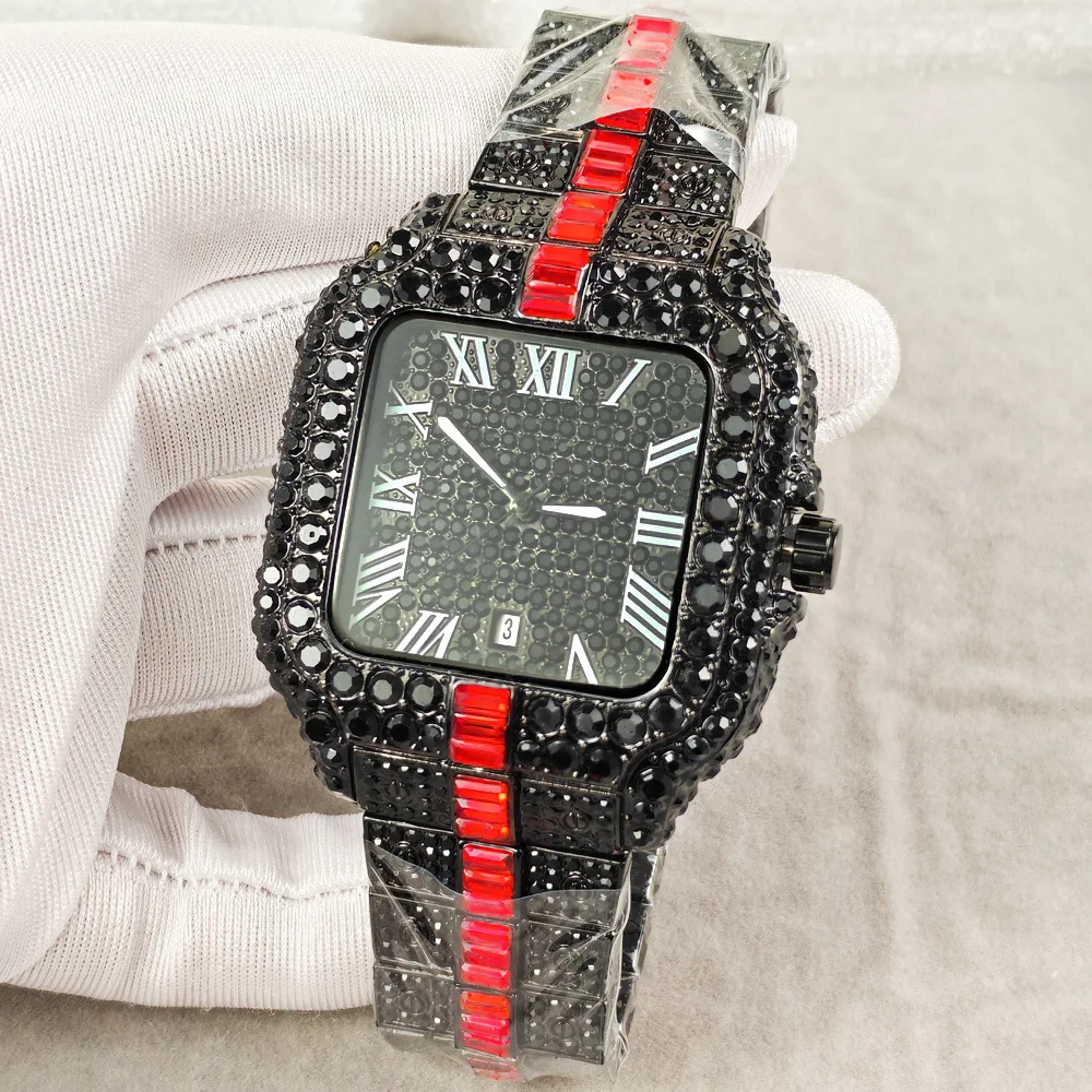 Black High Quality Hip Hop Iced Out Quartz Watch Mens Fashion Bling Luxury Full Diamond Rainbow Diamond Watches Man Clocks Reloj
Black High Quality Hip Hop Iced Out Quartz Watch Mens Fashion Bling Luxury Full Diamond Rainbow Diamond Watches Man Clocks Reloj