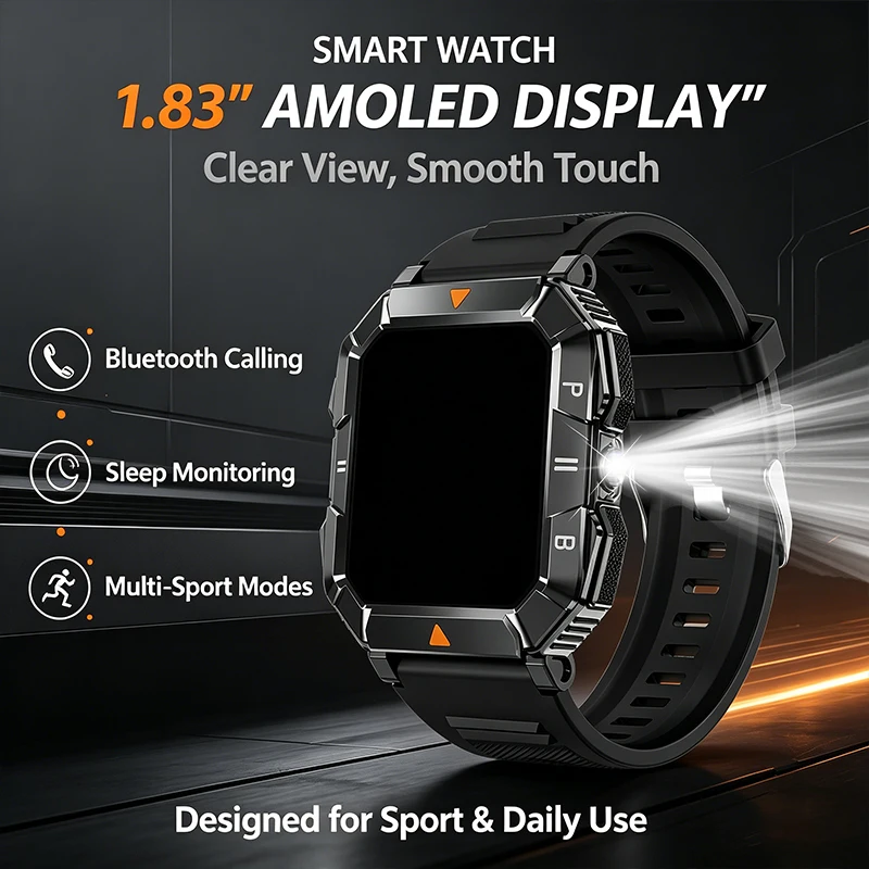 2026 New 1.83" Health Sports Smart Watch with LED Flashlight Heart Rate Health Monitoring IP67 Waterproof Smartwatch For Android
2026 New 1.83" Health Sports Smart Watch with LED Flashlight Heart Rate Health Monitoring IP67 Waterproof Smartwatch For Android