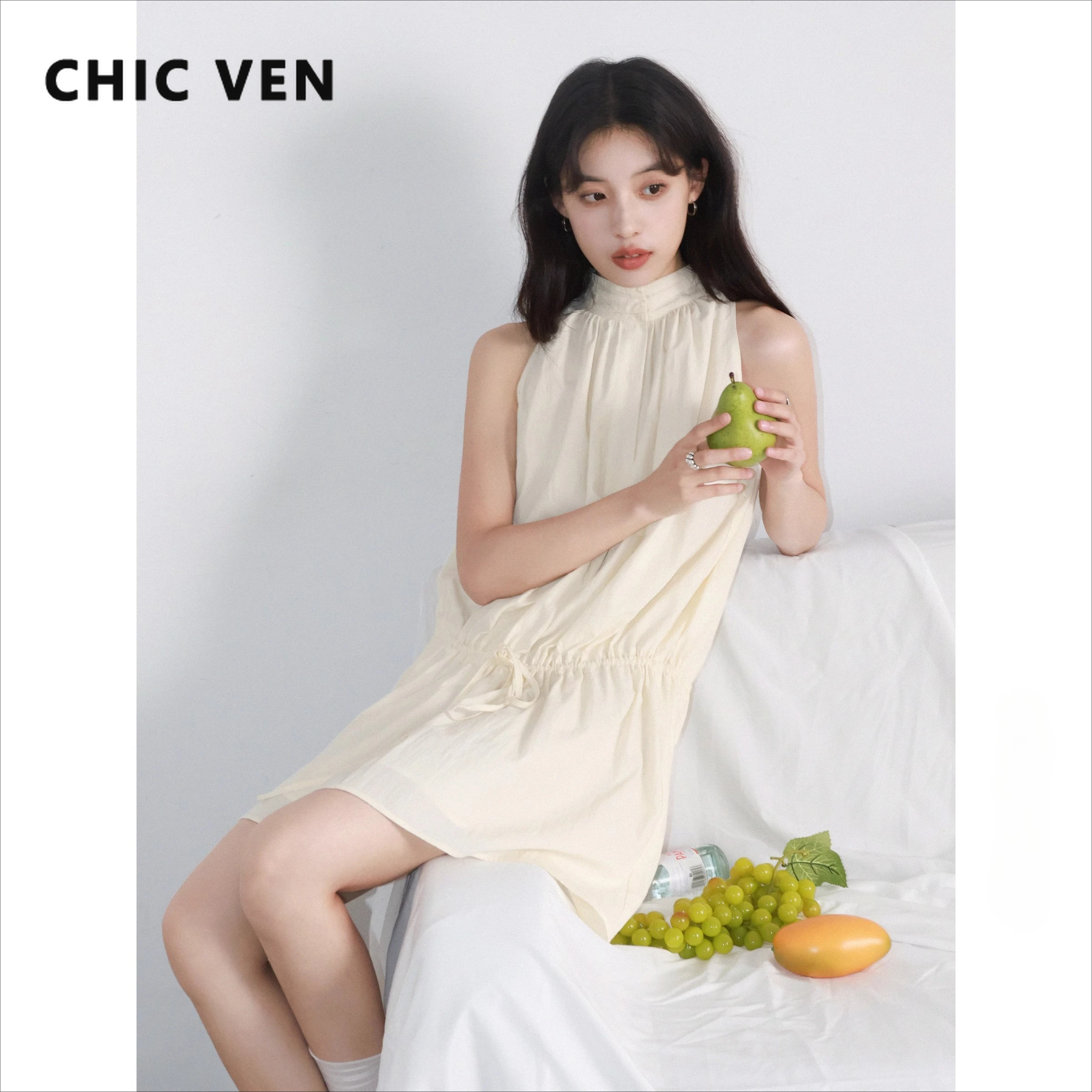 CHIC VEN Fashion Women Dresses Solid Loose Neck-mounted Off Shoulder Dress Sleeveless Female Dress Party Summer 2025
CHIC VEN Fashion Women Dresses Solid Loose Neck-mounted Off Shoulder Dress Sleeveless Female Dress Party Summer 2025