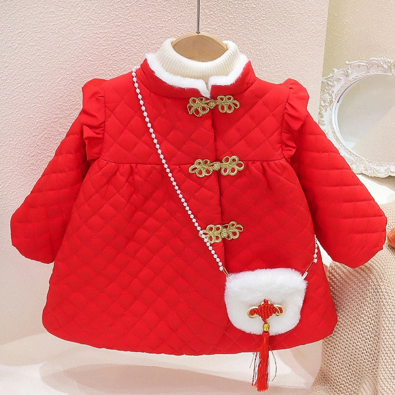 Chinese Style Kid Girl Clothes Princess Dress+Bag Thicken Velvet Chinese Happy New Year Red Elegant Baby Girl Dress Coat A1167
Chinese Style Kid Girl Clothes Princess Dress+Bag Thicken Velvet Chinese Happy New Year Red Elegant Baby Girl Dress Coat A1167