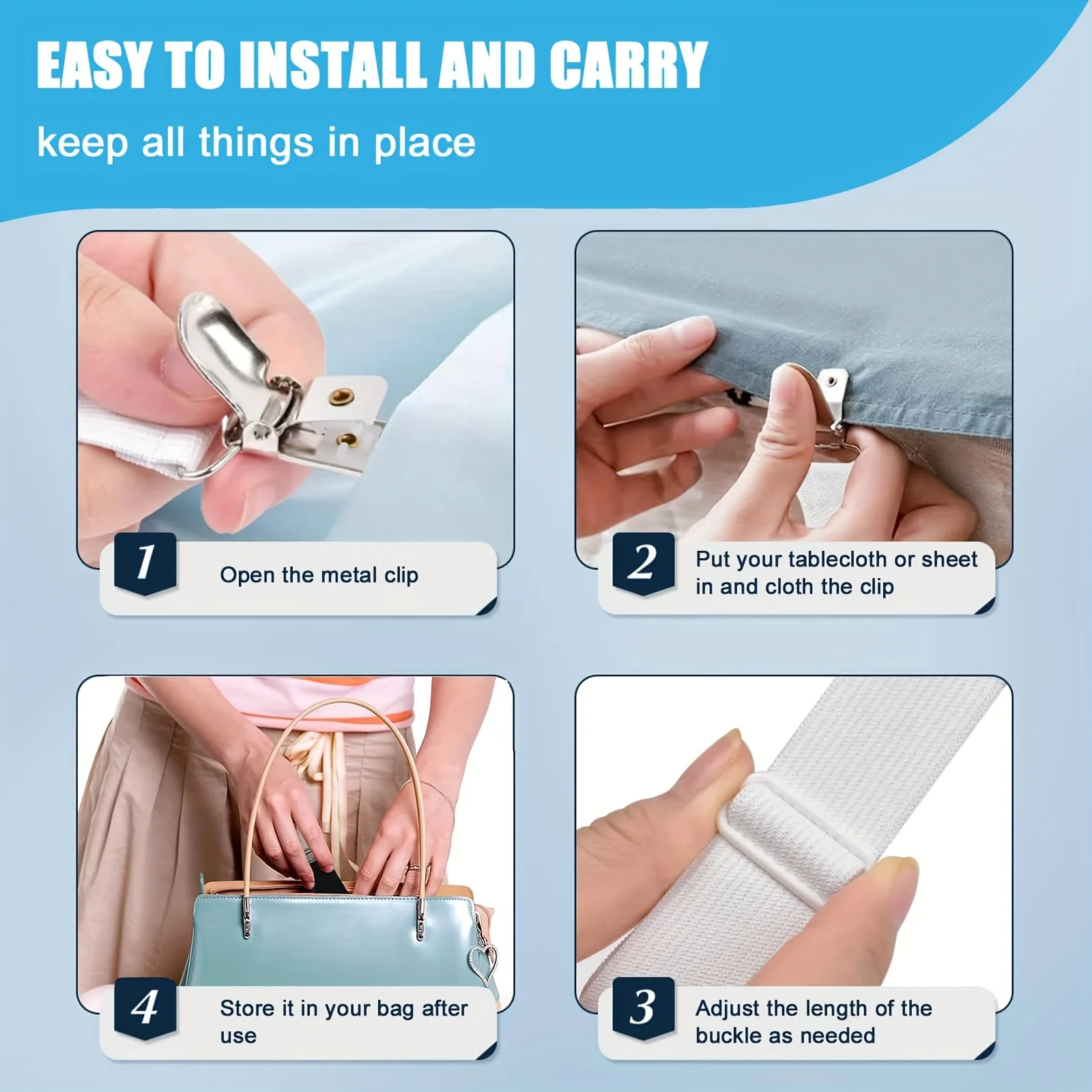 5Pcs/Set Adjustable Bed Sheet Grippers Belt Fastener Bed Sheet Clips Mattress Cover Sofa Blankets Quilt Holder Elastic Band
5Pcs/Set Adjustable Bed Sheet Grippers Belt Fastener Bed Sheet Clips Mattress Cover Sofa Blankets Quilt Holder Elastic Band