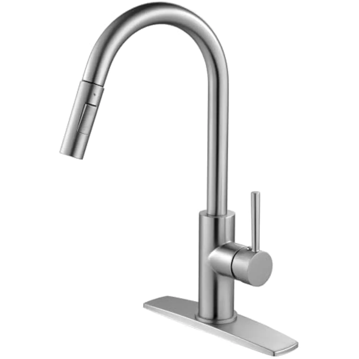 Brushed Nickel Kitchen Faucet with Pull down Sprayer, Stainless Steel High Arc Gooseneck Modern Sink Faucet with Cupc Ceramic
Brushed Nickel Kitchen Faucet with Pull down Sprayer, Stainless Steel High Arc Gooseneck Modern Sink Faucet with Cupc Ceramic