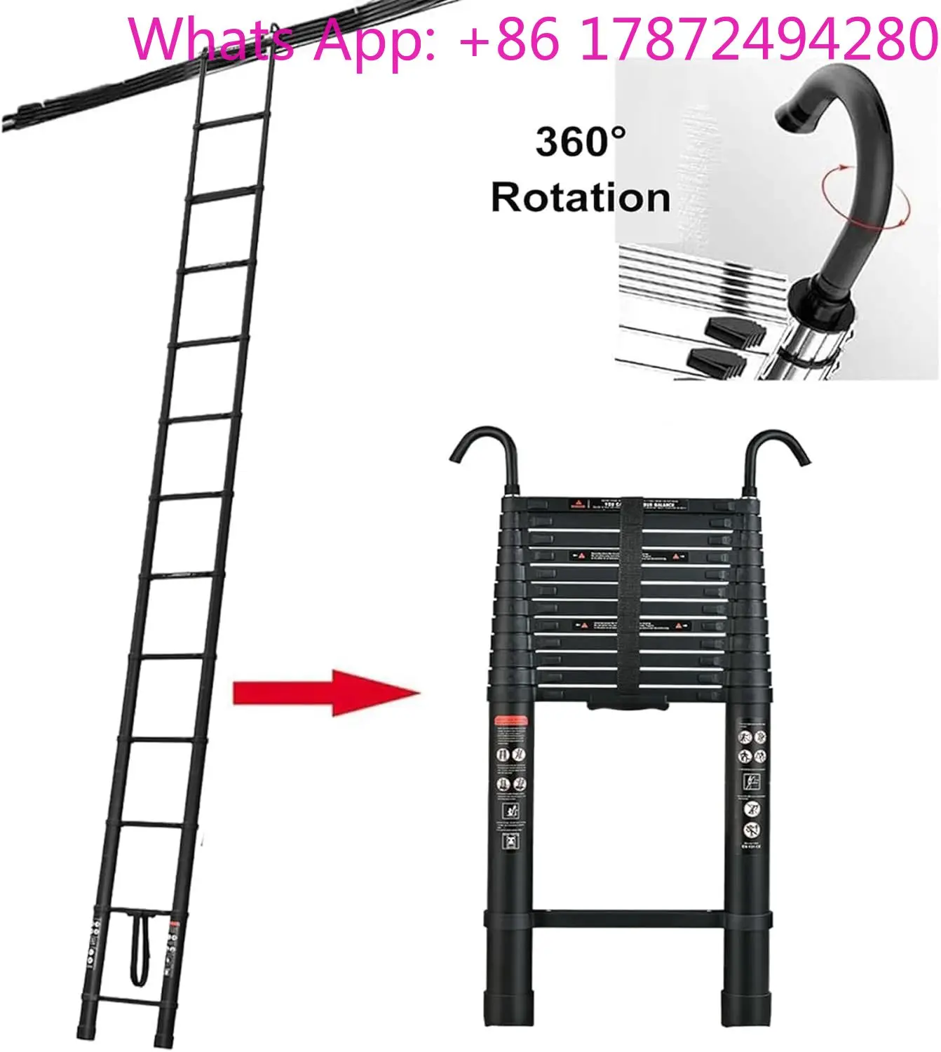 Hot Deal Item 3.8m Telescopic Ladder+Detachable Hooks,Aluminium Extension Ladder-Anti-Slip Feet&Steps
Hot Deal Item 3.8m Telescopic Ladder+Detachable Hooks,Aluminium Extension Ladder-Anti-Slip Feet&Steps