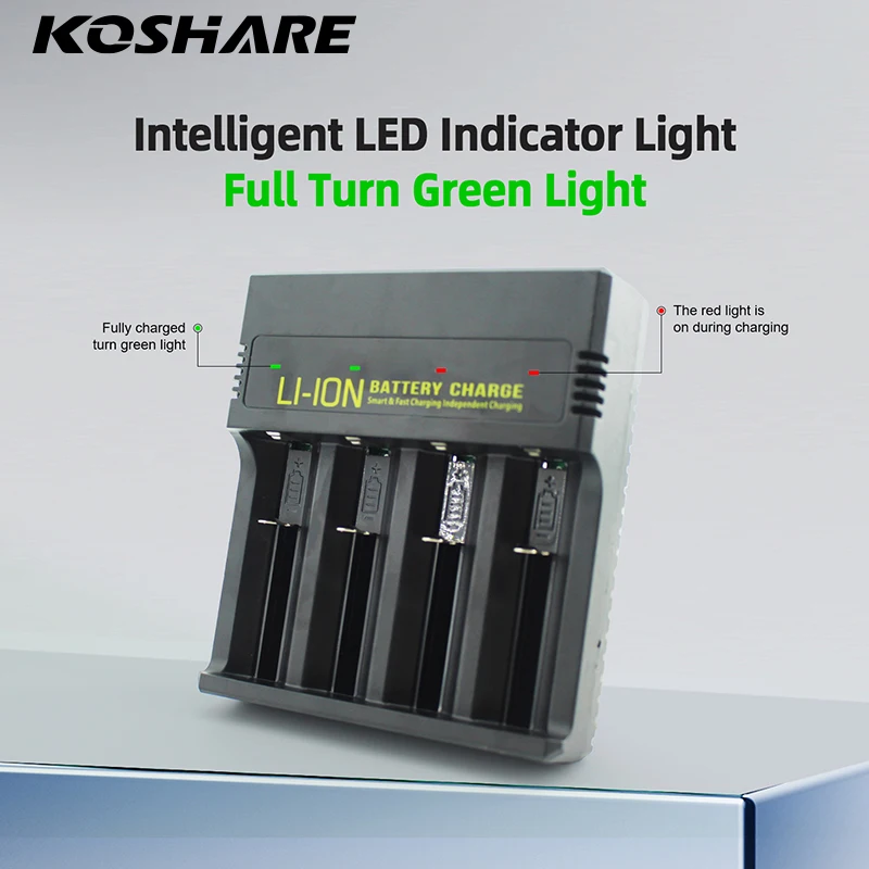 KOSHARE 3.7V 4 Slot Li-ion LED Smart Battery Charger For 18650 26650 14500 16340 18500 21700 Lithium-ion Rechargeable Batteries
KOSHARE 3.7V 4 Slot Li-ion LED Smart Battery Charger For 18650 26650 14500 16340 18500 21700 Lithium-ion Rechargeable Batteries