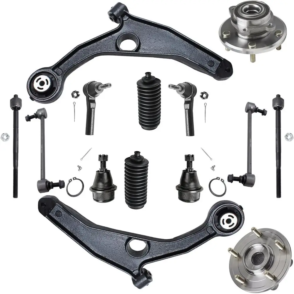 14pc Front Suspension Kit for 2009-2015 Journey, 2 Lower Control Arms, 2 Lower Ball Joints, 2 Wheel Bearing Hubs, 4 Tie Rods, 2
14pc Front Suspension Kit for 2009-2015 Journey, 2 Lower Control Arms, 2 Lower Ball Joints, 2 Wheel Bearing Hubs, 4 Tie Rods, 2