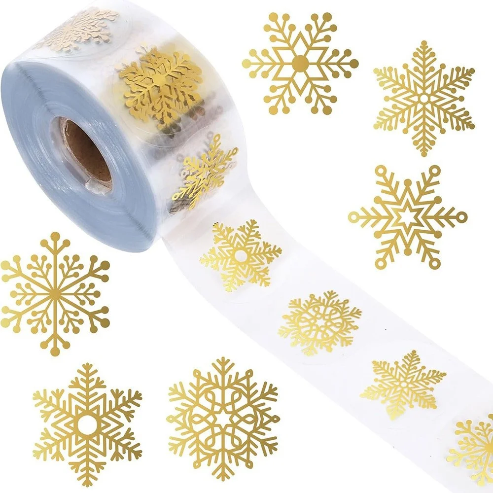 1 roll 500pcs Golden Snowflake Christmas Stickers Transparent Self-Adhesive Decoration Holiday DIY Crafts Scrapbooking Supplies
1 roll 500pcs Golden Snowflake Christmas Stickers Transparent Self-Adhesive Decoration Holiday DIY Crafts Scrapbooking Supplies