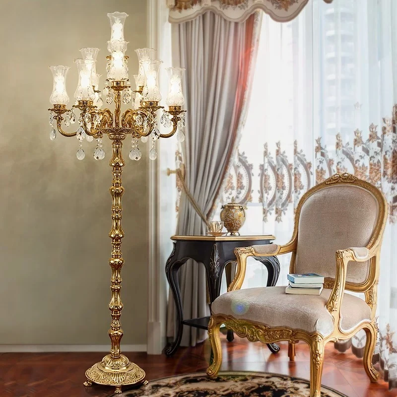 Yihan, high-value luxury long-pole crystal floor lamp, retro living room bedroom full copper floor lamp
Yihan, high-value luxury long-pole crystal floor lamp, retro living room bedroom full copper floor lamp