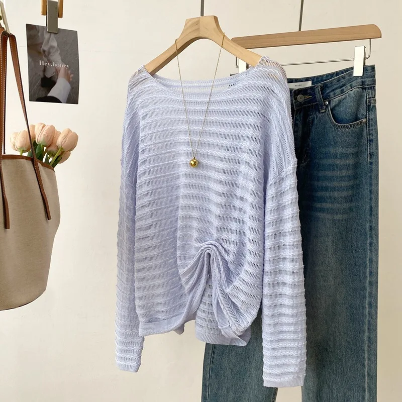 Dave&di Spring And Summer New Product: Tian Shuang Linen Thin Hollow Knitted Shirt With One Collar Solid Color Long Sleeve Lo
Dave&di Spring And Summer New Product: Tian Shuang Linen Thin Hollow Knitted Shirt With One Collar Solid Color Long Sleeve Lo