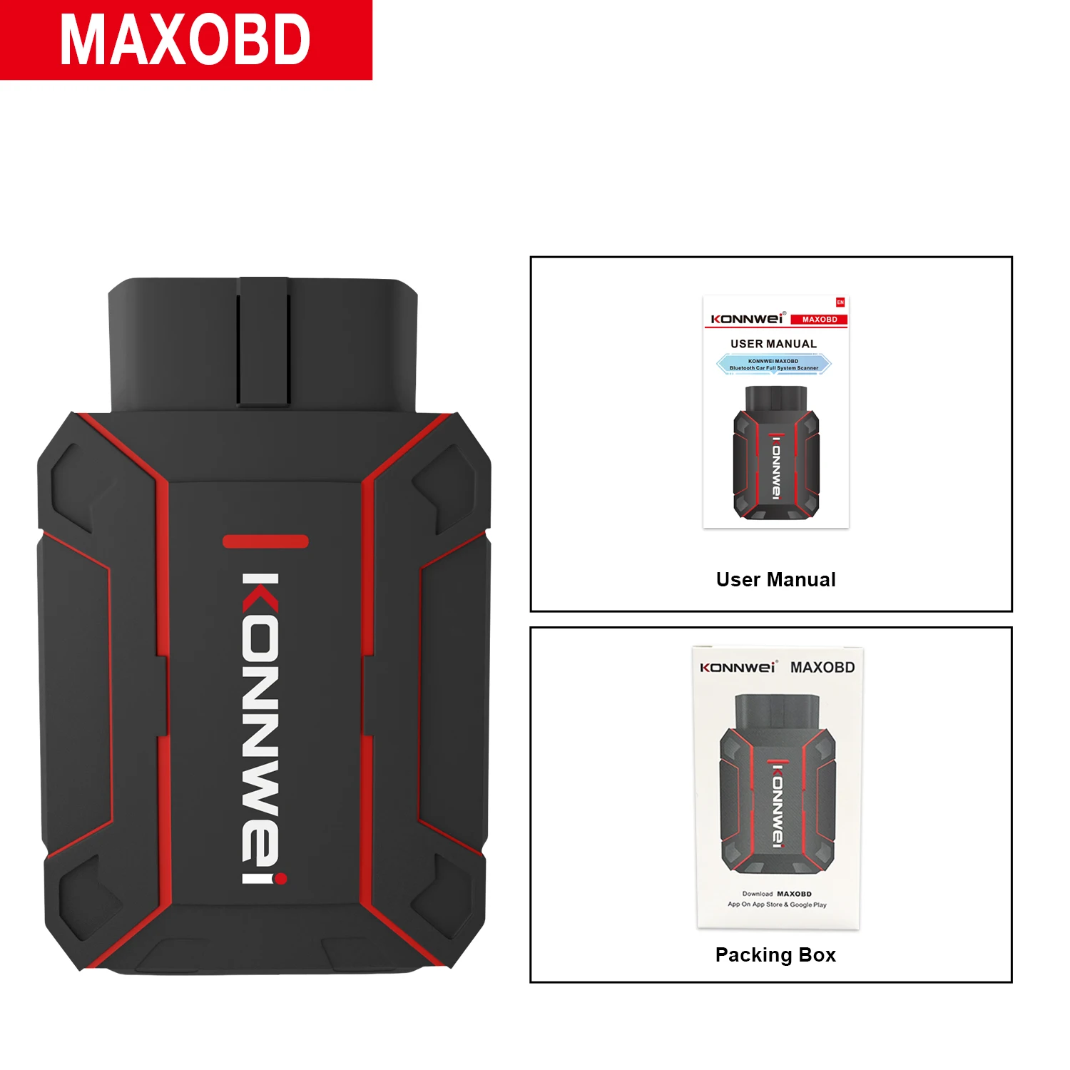 KONNWEI Car OBD Scanner Tool Full System Scan Bluetooth Connection MAXOBD Monitoring Data Control Car OBD2 Diagnostic Tool