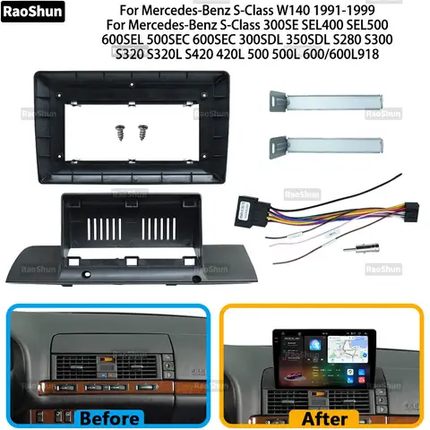 Car Frame Fascia Android Radio Dash Fitting Panel Kit For Mercedes-Benz S-Class W140 3 S280 S300 S320 S320L S420 420L 500 500L