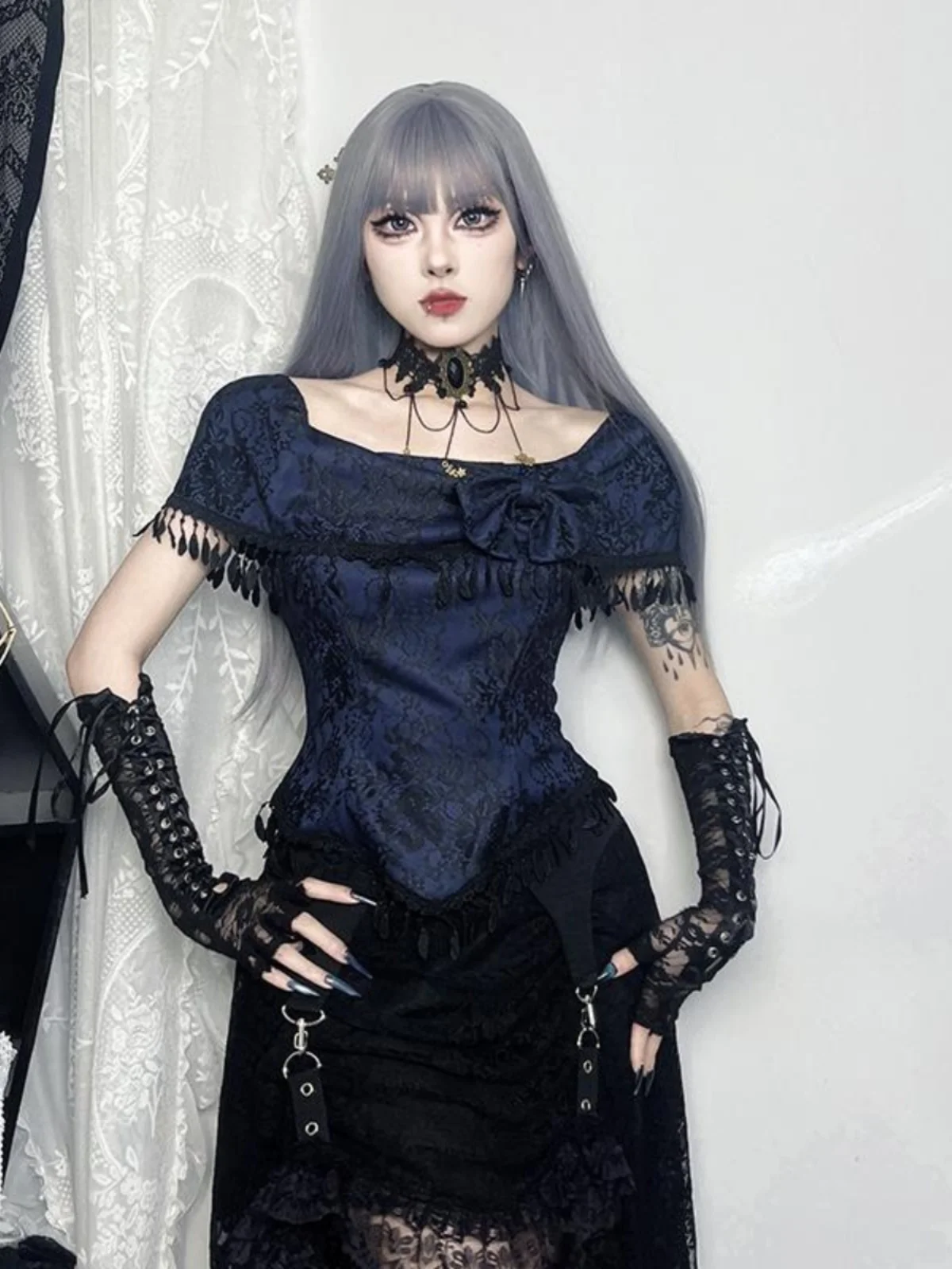 loween Costume Set Gothic Cosplay Women's Lace f-length Skirt Long Sve One-oulder Top Two-piece Suit
loween Costume Set Gothic Cosplay Women's Lace f-length Skirt Long Sve One-oulder Top Two-piece Suit