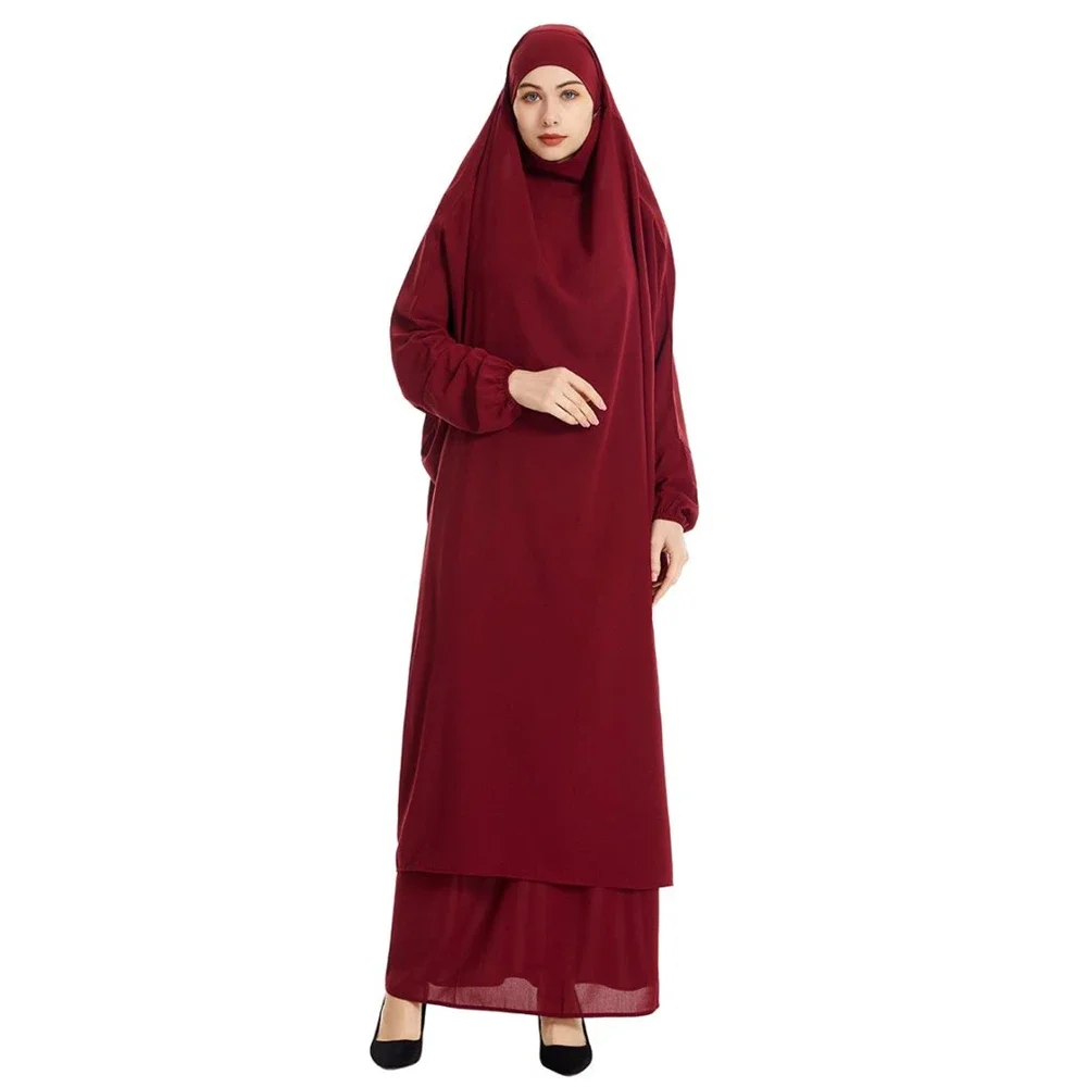 Eid Hooded Abaya 2 Piece Robe Women Muslim Prayer Garment Long Khimar Hijab Dress Ramadan Gown Abayas Skirt Set Islam Clothes
Eid Hooded Abaya 2 Piece Robe Women Muslim Prayer Garment Long Khimar Hijab Dress Ramadan Gown Abayas Skirt Set Islam Clothes