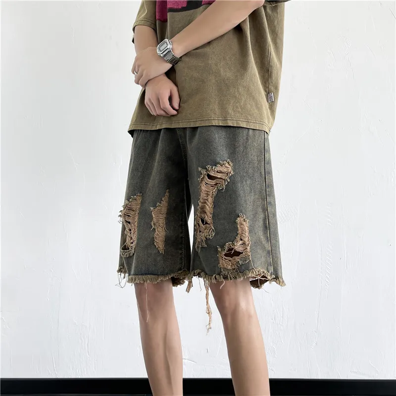 2024 Men's Summer Vintage Streetwear Loose Denim Shorts Male High Street Straight Shorts Jeans Man Short Knee Length Pants F40
2024 Men's Summer Vintage Streetwear Loose Denim Shorts Male High Street Straight Shorts Jeans Man Short Knee Length Pants F40