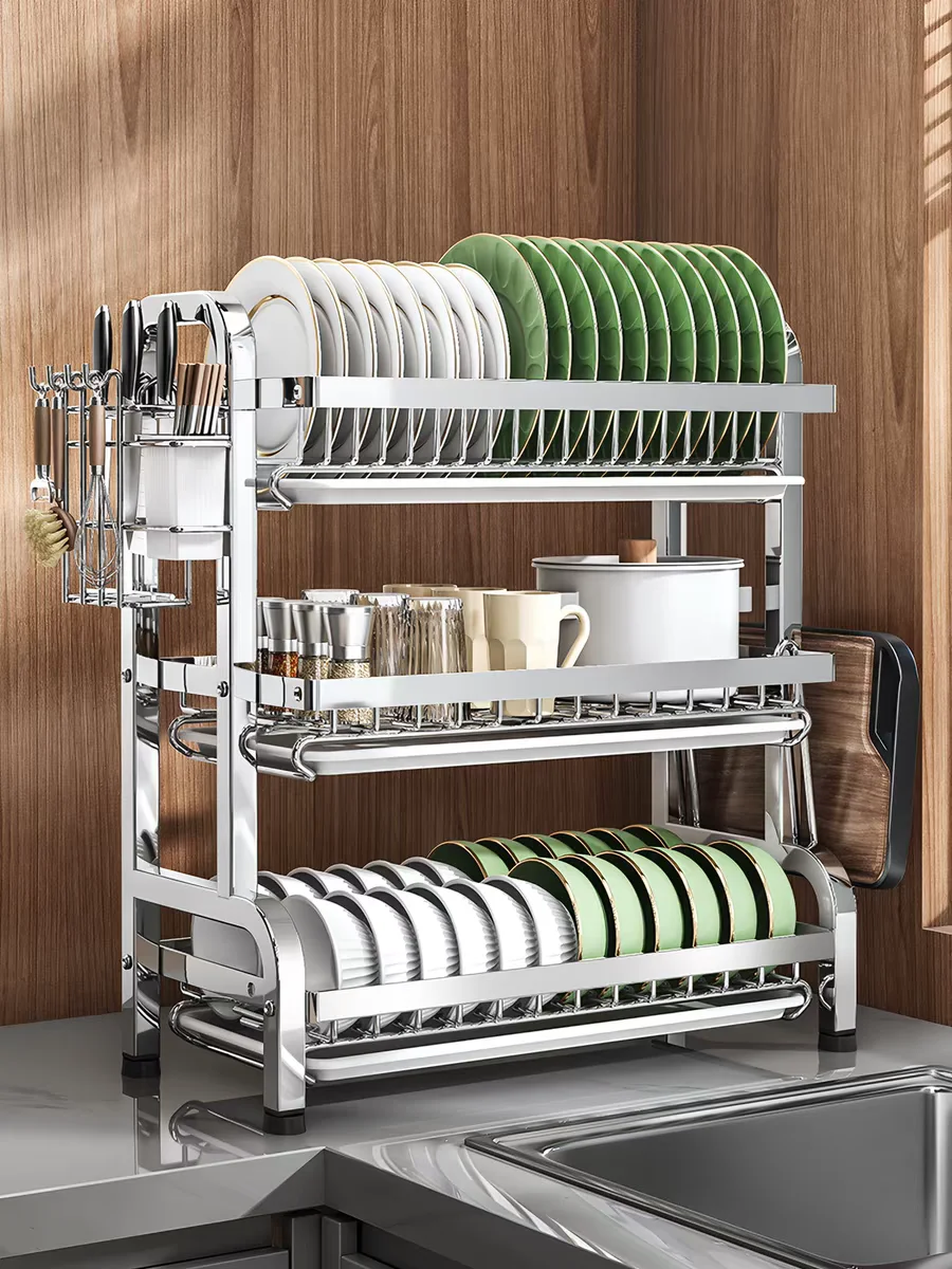 Stainless Steel Kitchen Storage Rack Dish Drainer Plate Bowl Holder Multifunctional Cutlery Tray Utensil Storage Organizer
Stainless Steel Kitchen Storage Rack Dish Drainer Plate Bowl Holder Multifunctional Cutlery Tray Utensil Storage Organizer