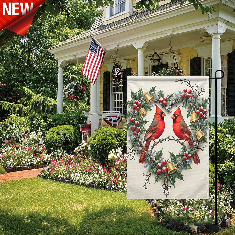 1PC, Christmas Cardinal Birds Heart Wreath Garden Flag Winter Holly Berry Bell Outdoor Decorative Yard Banner
1PC, Christmas Cardinal Birds Heart Wreath Garden Flag Winter Holly Berry Bell Outdoor Decorative Yard Banner