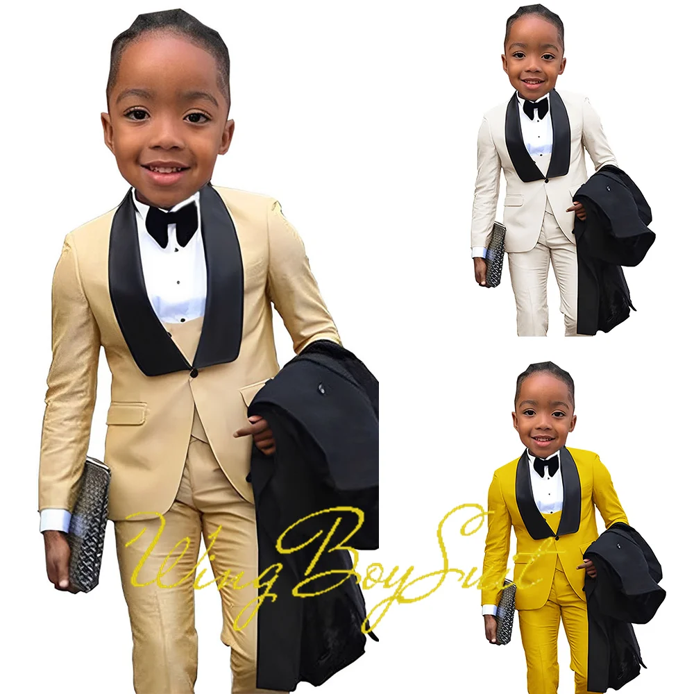 Khaki Boys Suits Formal Jacket Vest Pants 3 Piece Set Shawl Collar Blazer Kids Wedding Tuxedo Classic Design
Khaki Boys Suits Formal Jacket Vest Pants 3 Piece Set Shawl Collar Blazer Kids Wedding Tuxedo Classic Design