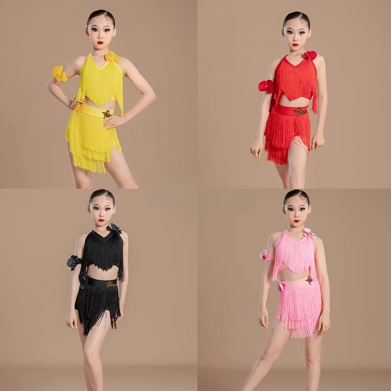 Latin dance dress, practice suit, children's top, tassel training, ballroom dance, strappy competition
Latin dance dress, practice suit, children's top, tassel training, ballroom dance, strappy competition