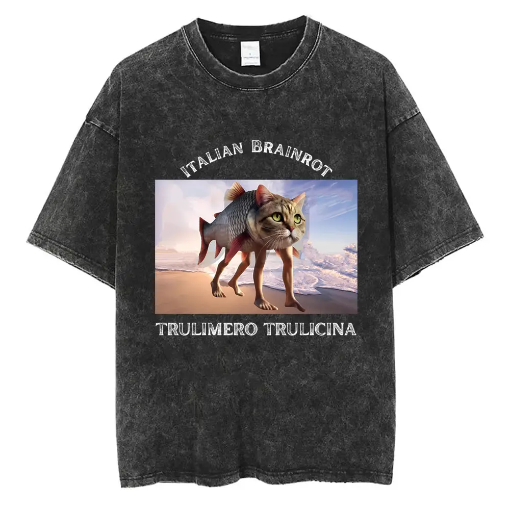 Washed Vintage T-shirt Italian Brainrot Trulimero Trulicina Funny Meme Tshirt Male Fashion T Shirts Man Casual Joke Humor Tees
Washed Vintage T-shirt Italian Brainrot Trulimero Trulicina Funny Meme Tshirt Male Fashion T Shirts Man Casual Joke Humor Tees