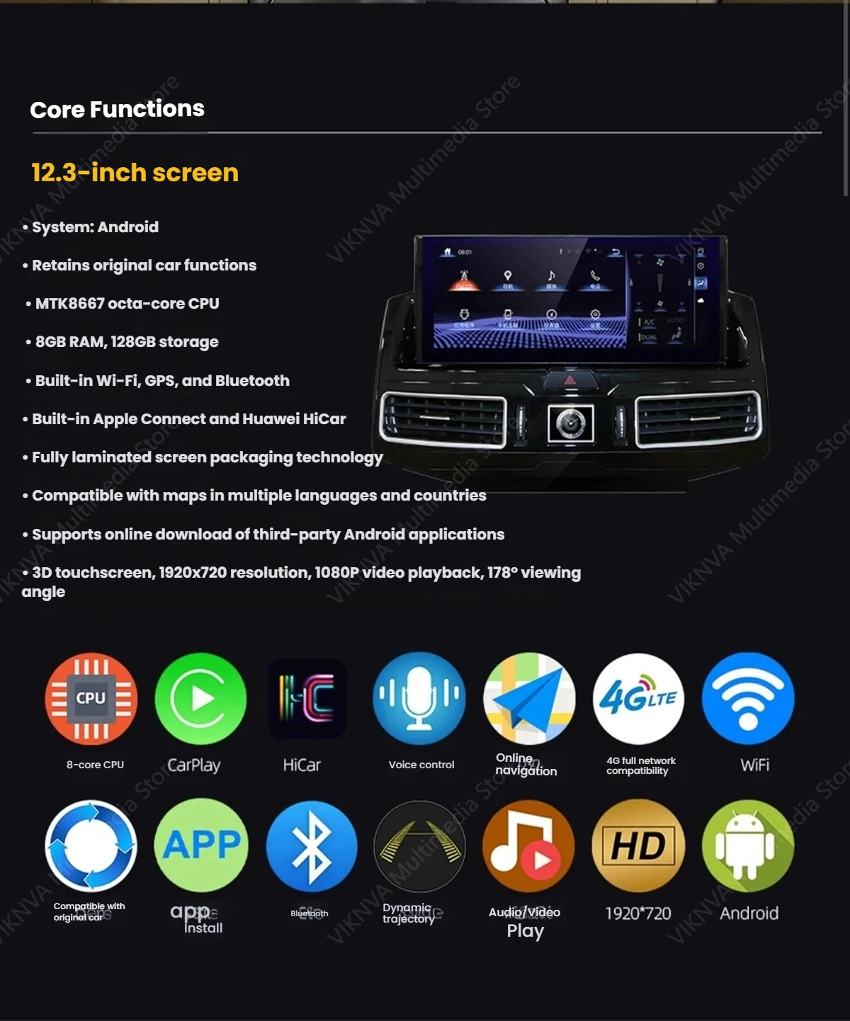 Для Toyota Land Cruiser LC200 2008-2015: Автомагнитола Android 13 с мультимедийным сенсорным экраном, GPS-навигацией и поддержкой CarPlay
Для Toyota Land Cruiser LC200 2008-2015: Автомагнитола Android 13 с мультимедийным сенсорным экраном, GPS-навигацией и поддержкой CarPlay
