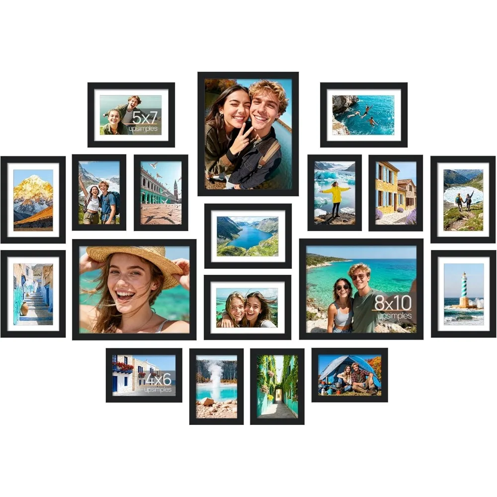 19 Piece Photo Frame Collage Set for Wall or Tabletop Display Multi Sizes 8x10 5x7 4x6 Black
19 Piece Photo Frame Collage Set for Wall or Tabletop Display Multi Sizes 8x10 5x7 4x6 Black