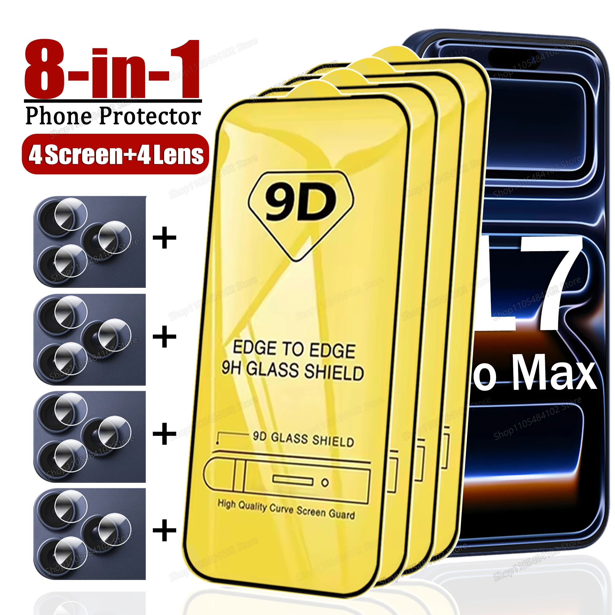 8-IN-1 9D Full Cover Screen Protective Glass For iPhone 17 16 15 14 13 12 11 Pro Max Mini Plus Air 16e 17e Soft Lens Protector
8-IN-1 9D Full Cover Screen Protective Glass For iPhone 17 16 15 14 13 12 11 Pro Max Mini Plus Air 16e 17e Soft Lens Protector