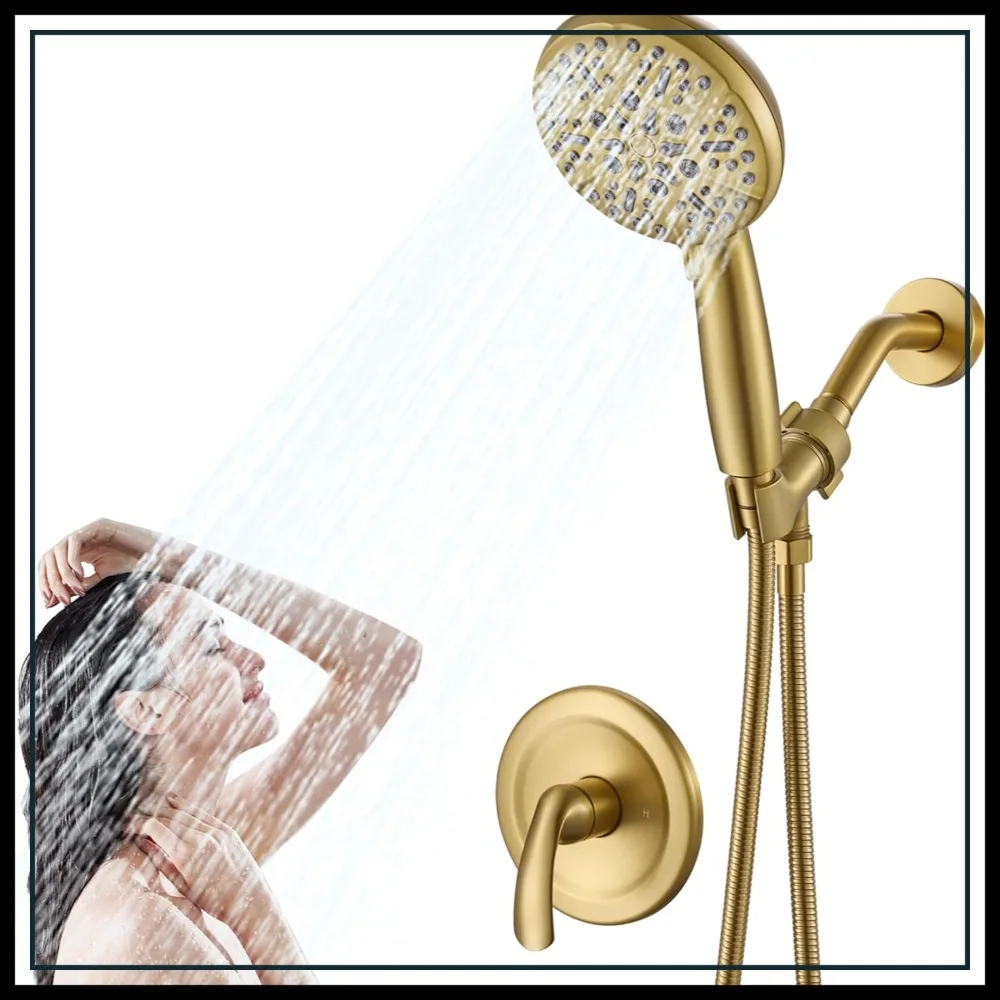 Gold Shower Faucet Set, Brushed Single-Handle Trim Kit with 7-Mode Handheld
Gold Shower Faucet Set, Brushed Single-Handle Trim Kit with 7-Mode Handheld