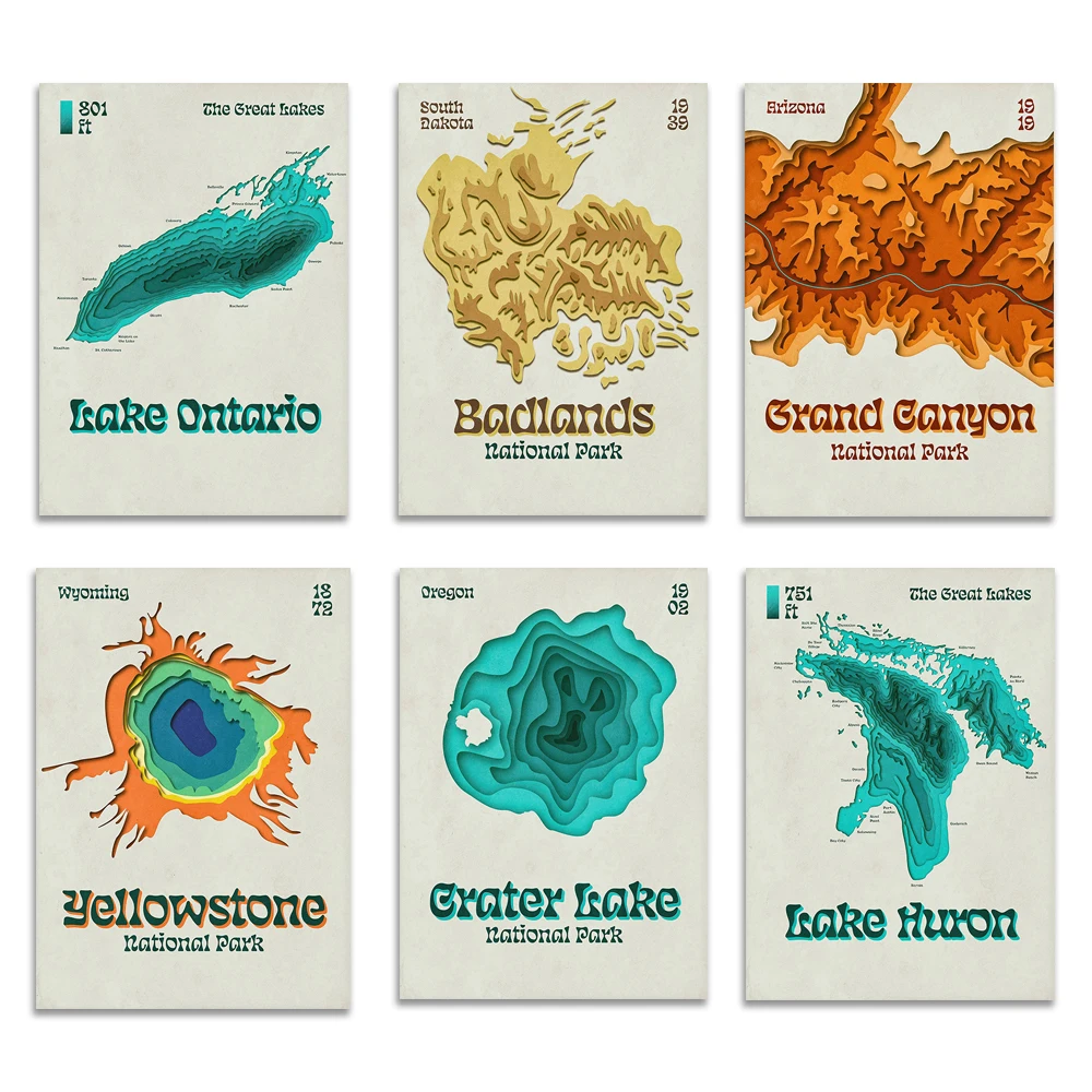 Grand Canyon,Crater Lake,Mount Rainier,Yellowstone,Rocky Mountain,Badlands,Smoky Mountains,Yosemite National Park Poster
Grand Canyon,Crater Lake,Mount Rainier,Yellowstone,Rocky Mountain,Badlands,Smoky Mountains,Yosemite National Park Poster