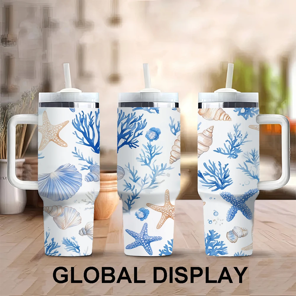 1pc Starfish Pattern Print 40oz Stainless Steel Tumbler with Handle Straw Lid - Insulated Travel Mug for Hot and Cold Beverages
1pc Starfish Pattern Print 40oz Stainless Steel Tumbler with Handle Straw Lid - Insulated Travel Mug for Hot and Cold Beverages
