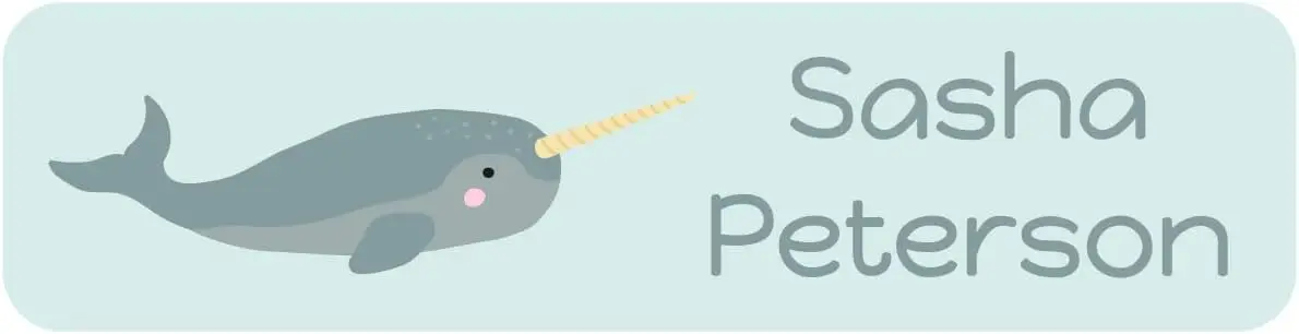 Custom Small Rectangle Name Labels for Kids (64 Labels) - Waterproof Stickers for Daycare, Lunch Boxes, Bottles, Shoes, School Supplies & Camp (Narwhal)
Custom Small Rectangle Name Labels for Kids (64 Labels) - Waterproof Stickers for Daycare, Lunch Boxes, Bottles, Shoes, School Supplies & Camp (Narwhal)