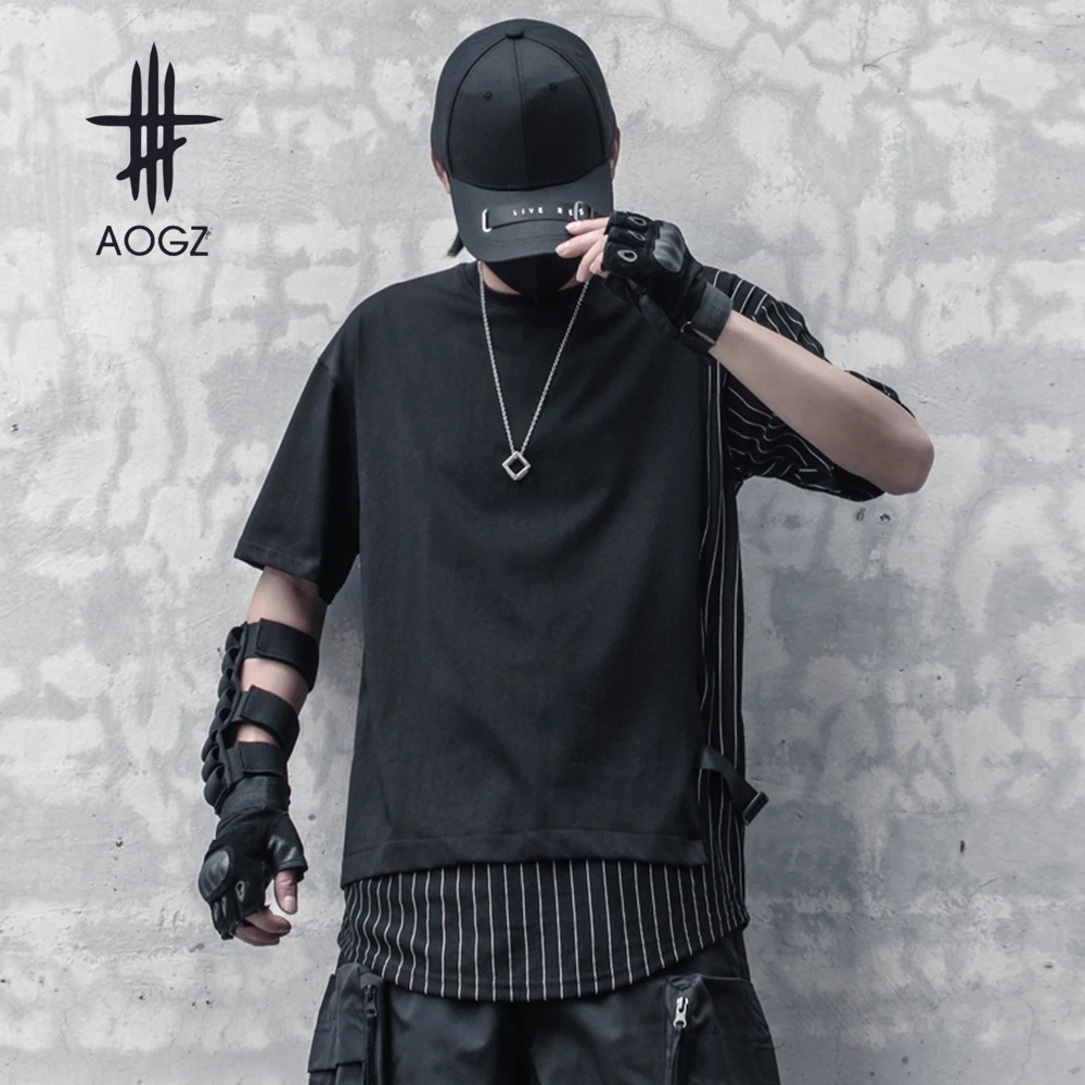 AOGZ Techwear Striped Fake Two Patchwork Tees Tops Summer Short Sleeve T Shirt Hip Hop Streetwear Casual Men Clothing Black
AOGZ Techwear Striped Fake Two Patchwork Tees Tops Summer Short Sleeve T Shirt Hip Hop Streetwear Casual Men Clothing Black