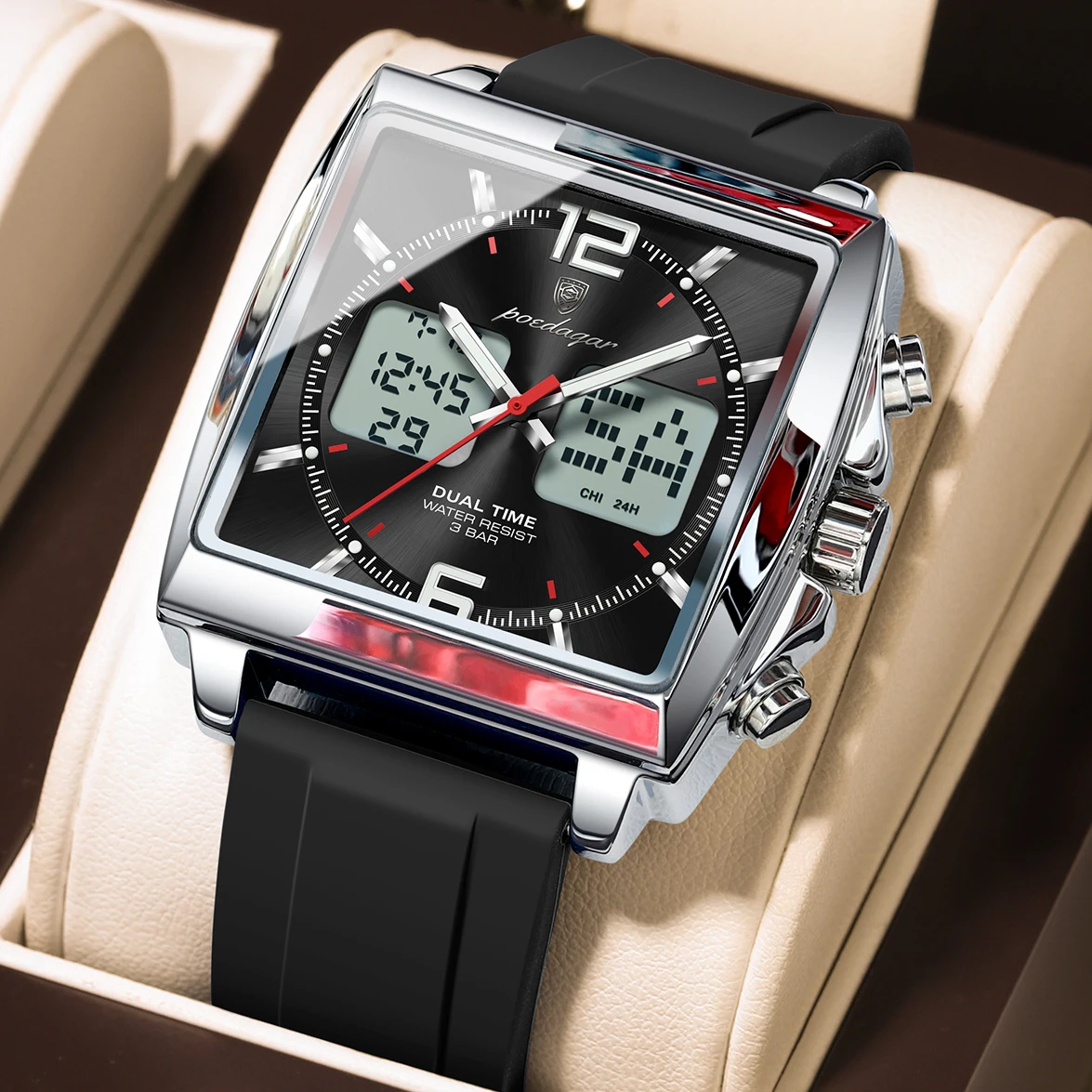 POEDAGAR Fashion Business Male Clock LED Alarm Chronograph Quartz Men's Watches Week Date Electronic Sports Men Wristwatch Reloj
POEDAGAR Fashion Business Male Clock LED Alarm Chronograph Quartz Men's Watches Week Date Electronic Sports Men Wristwatch Reloj