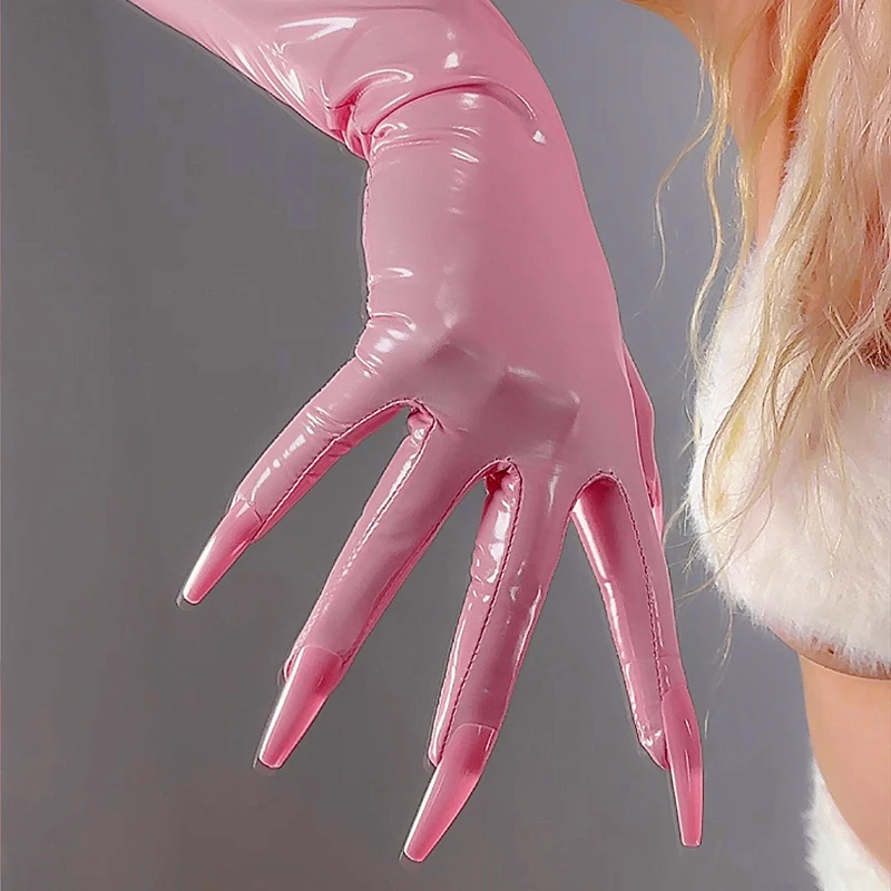 Pink Glossy GLOVES with NAILS Shiny 70cm Long Thin Elastic Faux Patent Leather Rubber Latex Nail Gloves Halloween Costume Glove
Pink Glossy GLOVES with NAILS Shiny 70cm Long Thin Elastic Faux Patent Leather Rubber Latex Nail Gloves Halloween Costume Glove