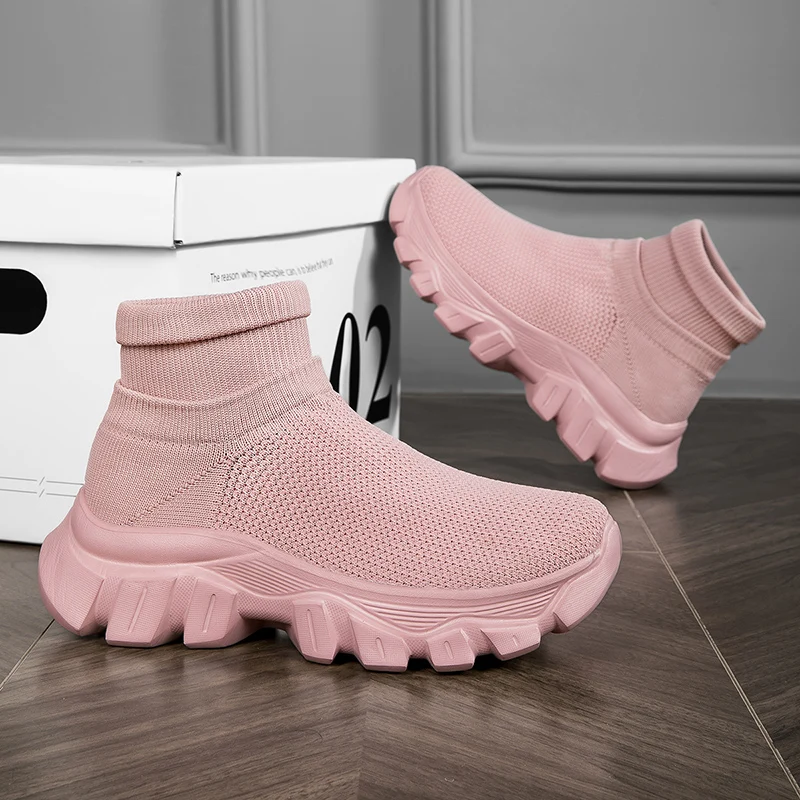 Pink Socks Shoes For Woman Sneakers High Top Breathable Knit Women's Sports Shoes Platform Men's Running Shoes zapatillas mujer
Pink Socks Shoes For Woman Sneakers High Top Breathable Knit Women's Sports Shoes Platform Men's Running Shoes zapatillas mujer