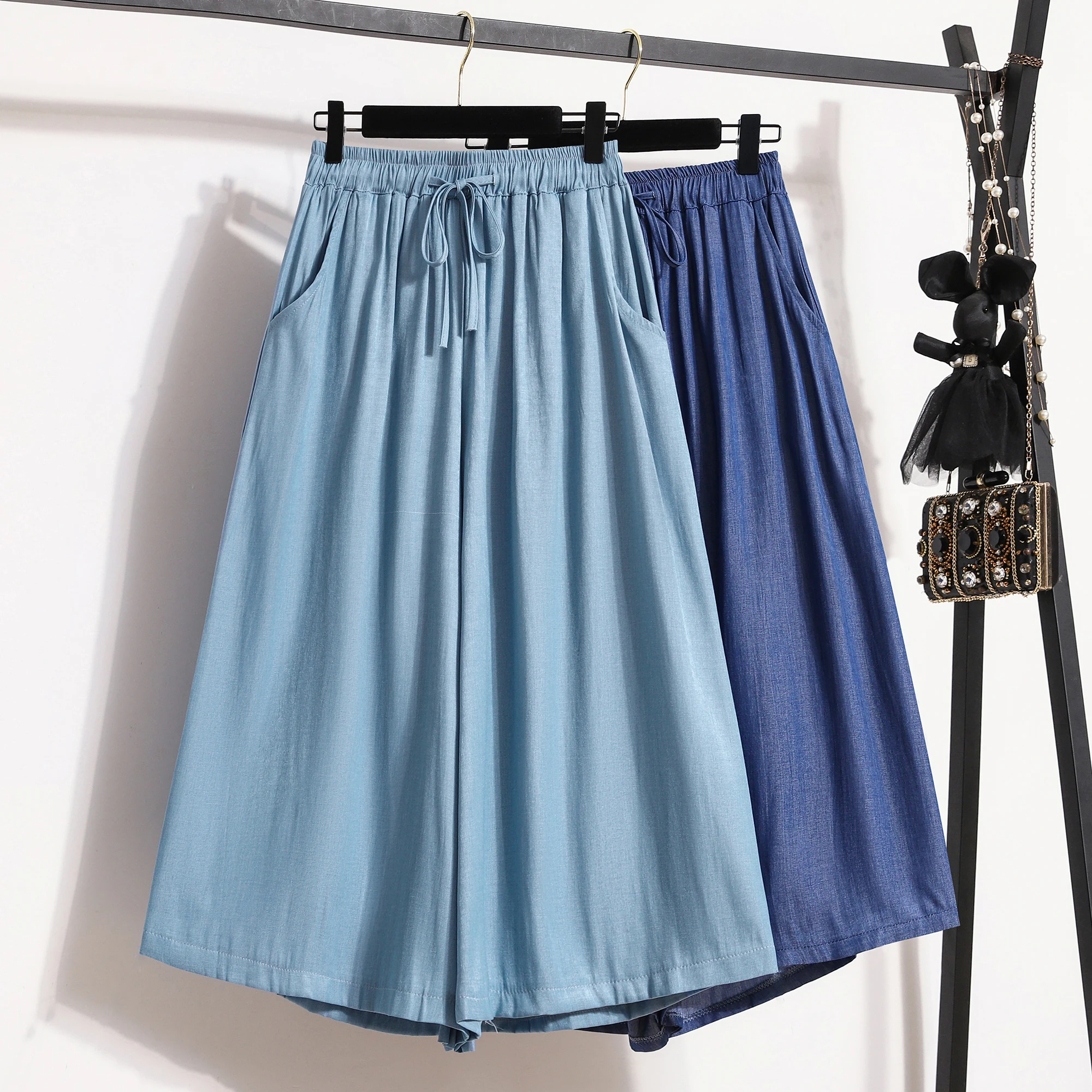 Women's Summer High Waist Wide Leg Jeans Thin Denim Skirt Pants Material Tee-Quarter Length Slim Fit Drapey Sle
Women's Summer High Waist Wide Leg Jeans Thin Denim Skirt Pants Material Tee-Quarter Length Slim Fit Drapey Sle