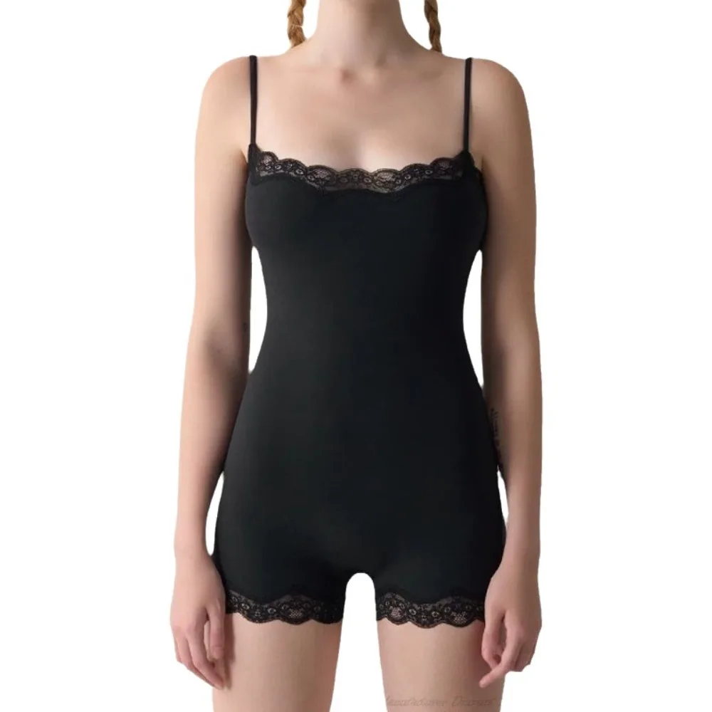 Double Layer Lace Trim Bodysuit Sleeveless Lace Trim Spaghetti Strap Bodysuit Solid Color Stretchy Square Neck Bodysuit
Double Layer Lace Trim Bodysuit Sleeveless Lace Trim Spaghetti Strap Bodysuit Solid Color Stretchy Square Neck Bodysuit