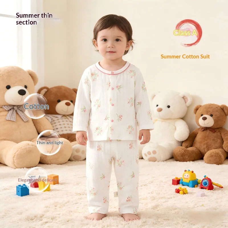 Summer Pure Cotton Long Sleeve Breathable Baby Set Lightweight Air Conditioning Suit for Infants Comfortable And Cool
Summer Pure Cotton Long Sleeve Breathable Baby Set Lightweight Air Conditioning Suit for Infants Comfortable And Cool