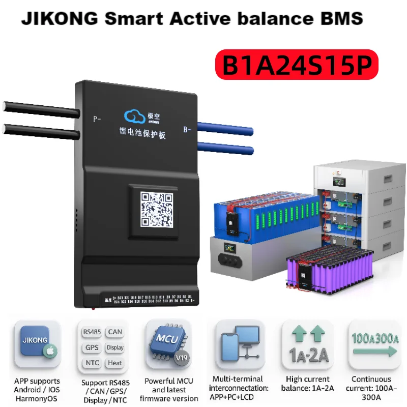 JK-B1A24S15P Smart BMS 8S-24S 150A 1A Active Balance Bluetooth PCB Battery Protection Board For Li-ion LiFePO4 LTO Battery
JK-B1A24S15P Smart BMS 8S-24S 150A 1A Active Balance Bluetooth PCB Battery Protection Board For Li-ion LiFePO4 LTO Battery